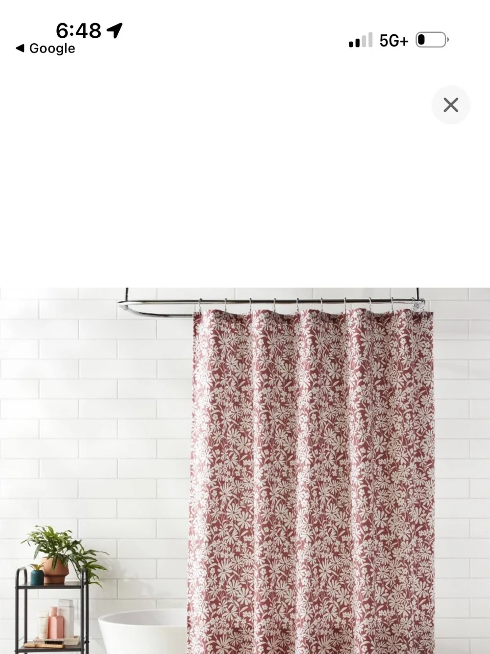 Fabric Floral Shower Curtain Mauve - Room Essential NWT